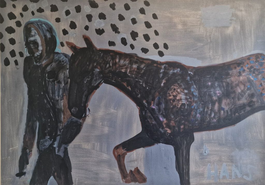 "Horseman" 190x134 cm. Acrylic on canvas. 2024 

NFT and physical artwork on Superrare.com 