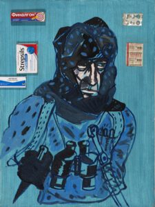 Heiner Buhr "The old horse thief". Painting and assemblage. 2008. Tbilisi