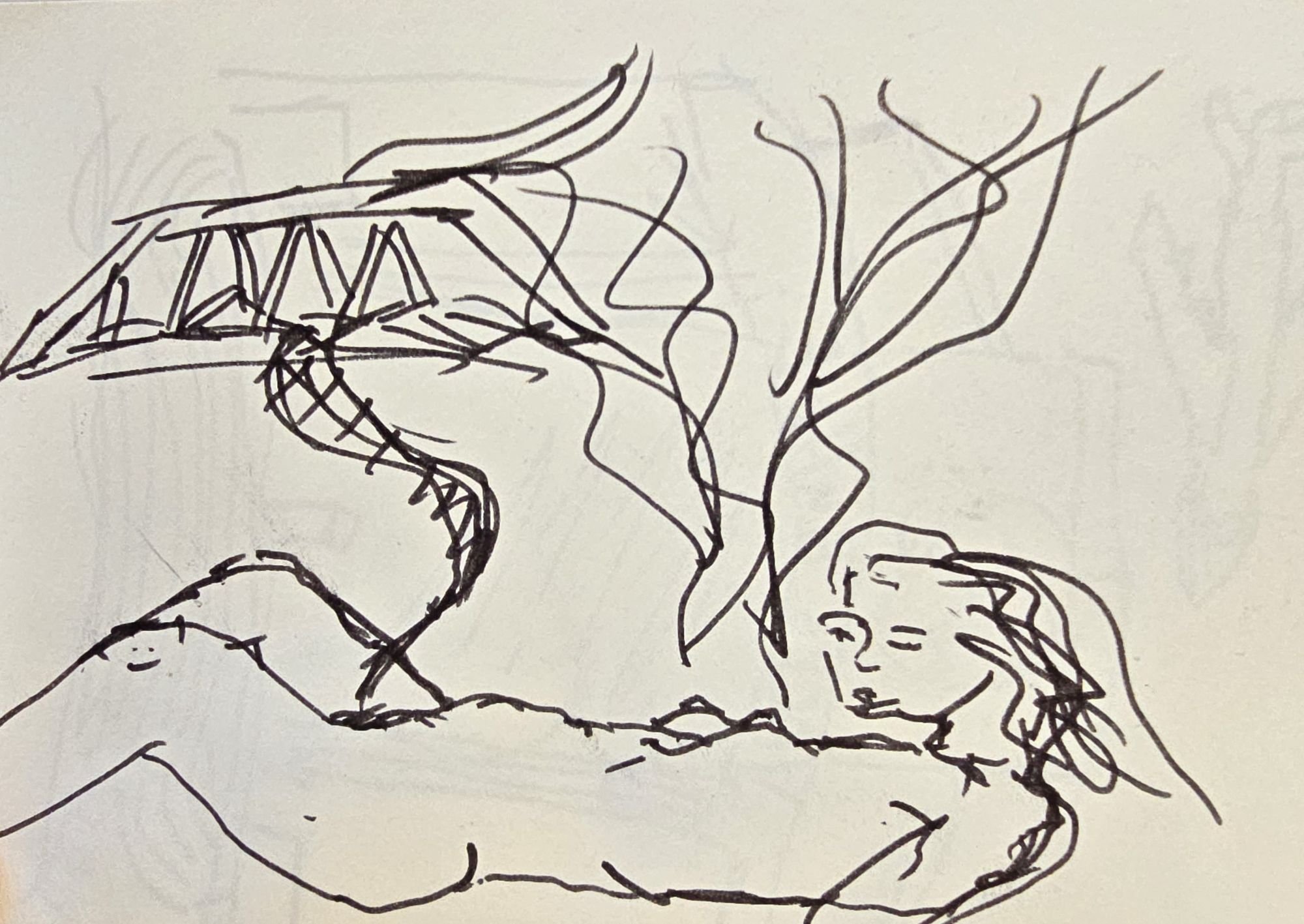 Liegender weiblicher Akt mit Brückenkonstruktion, Amsterdam 1992