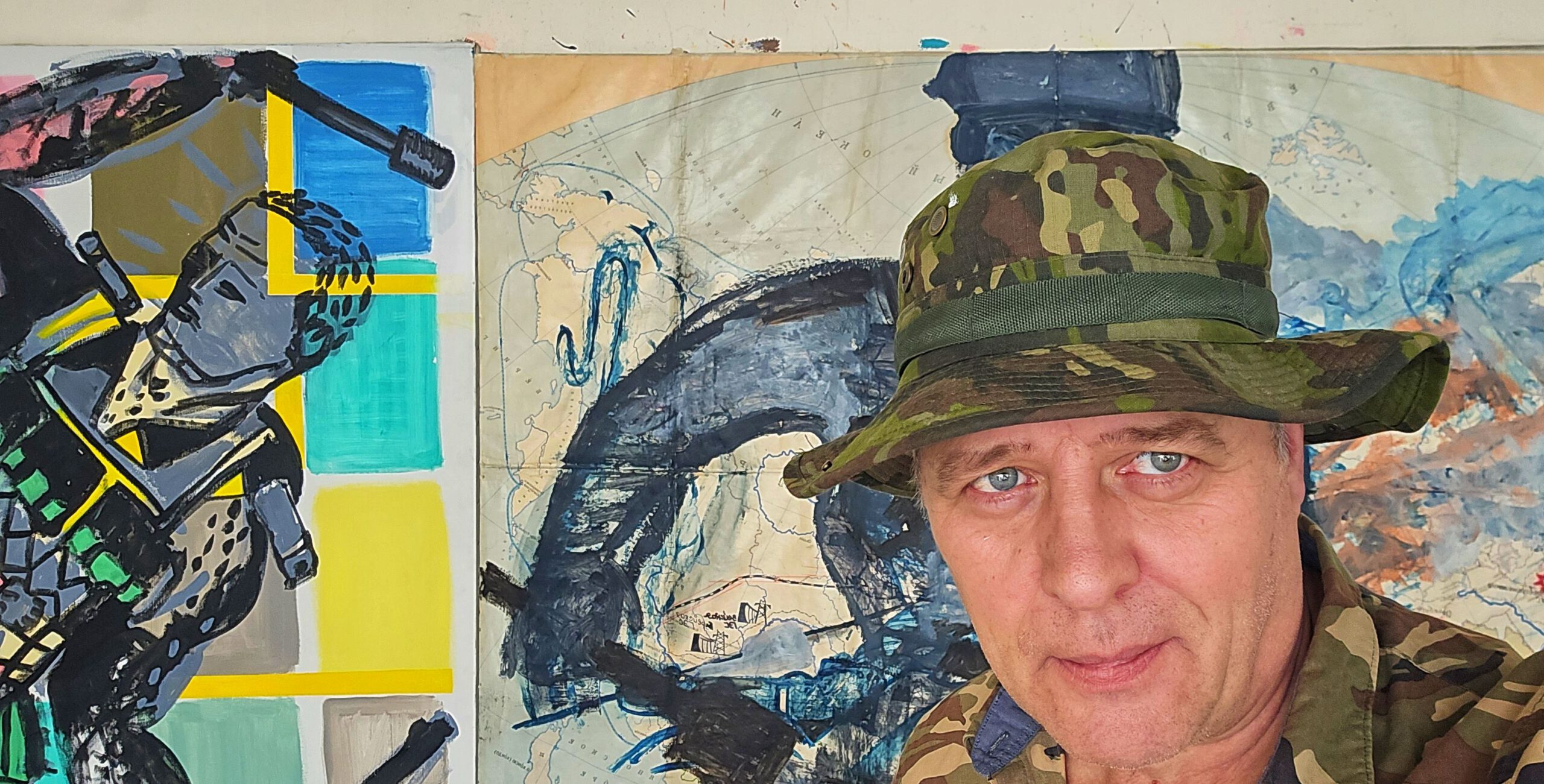 Heiner Buhr, painter and crypto artist, in his Tbilisi studio, Georgia