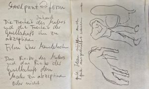 Handwritten notes on art theory — "Standpunkt, Form, Inhalt, Freiheit des Malers", Amsterdam 1992