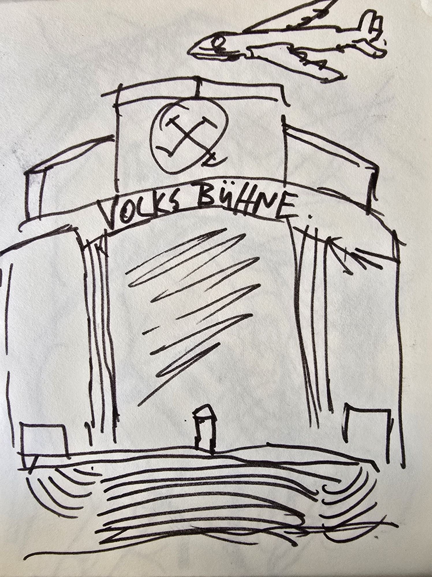 Volksbühne Berlin mit Flugzeug, DDR-Symbol, Amsterdam 1992