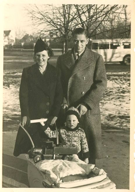 My grandparents Karl and Ilona Schnick with my uncle Robert. In the pram — not visible — my mother Annelore, born in Bucharest, 1939.